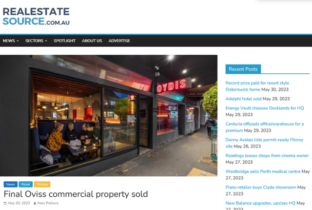 Sat 20/05/23 – Final Oviss commercial property sold
